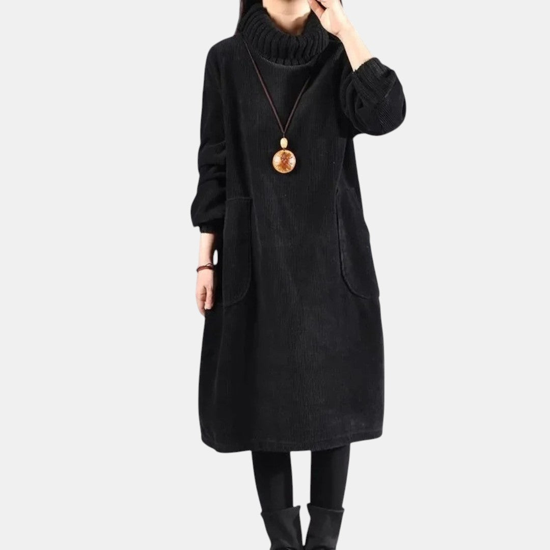 Amelia | Vestido Midi de Cuello Alto para el Invierno