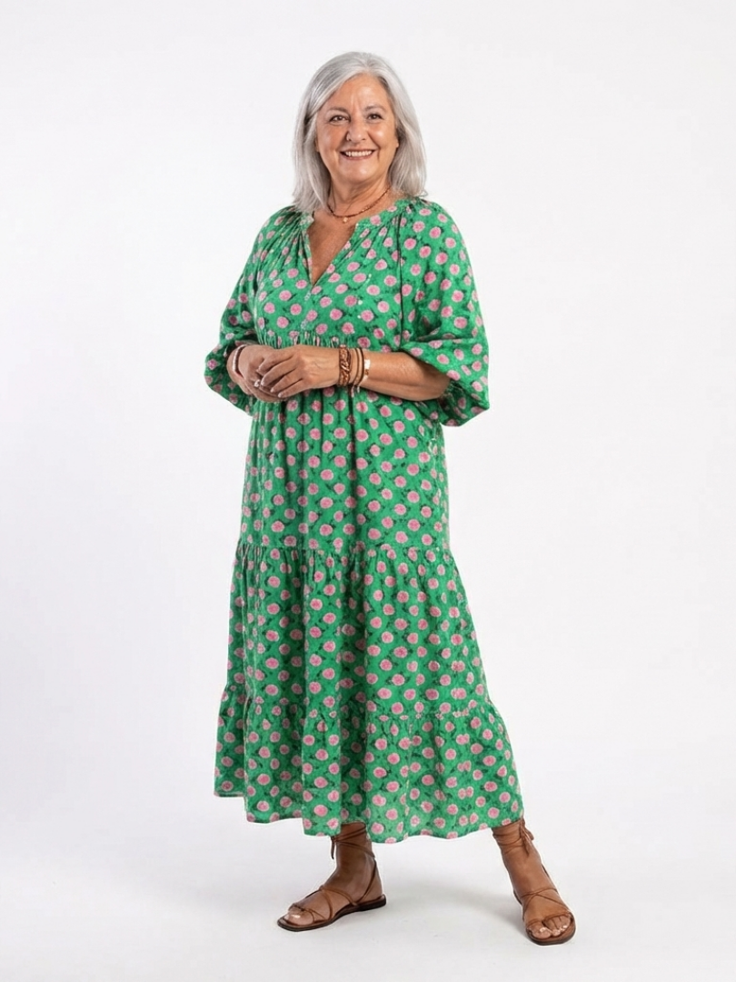 Herminia | Vestido Midi Floral con Escote en V