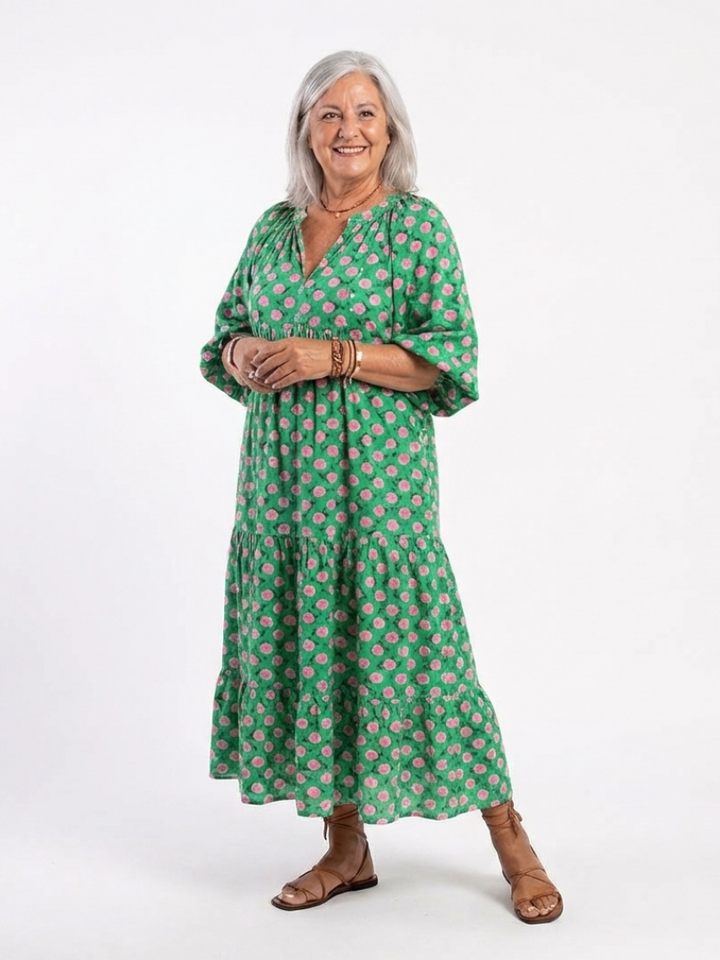Herminia | Vestido Midi Floral con Escote en V