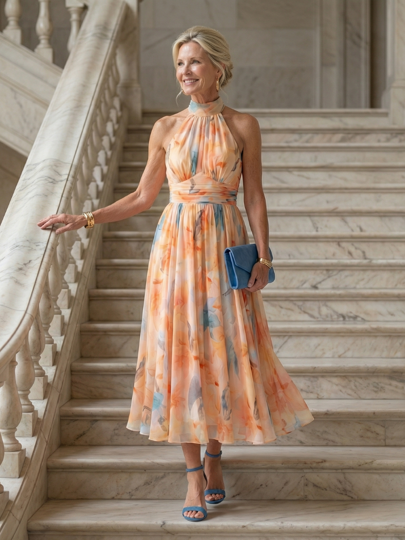 Paloma | Vestido Midi Halter Suave