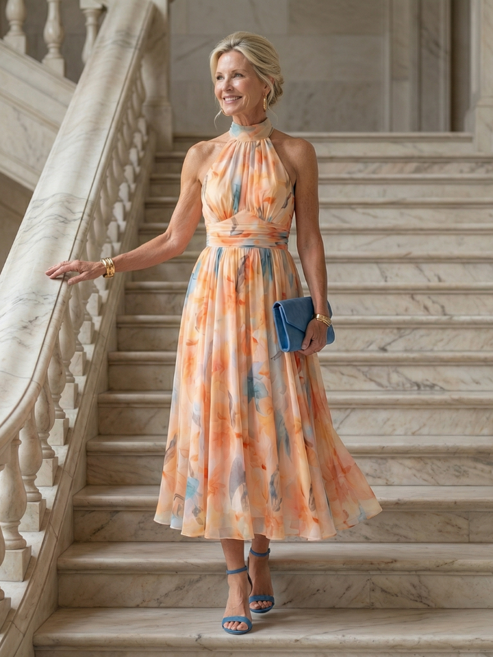 Paloma | Vestido Midi Halter Suave