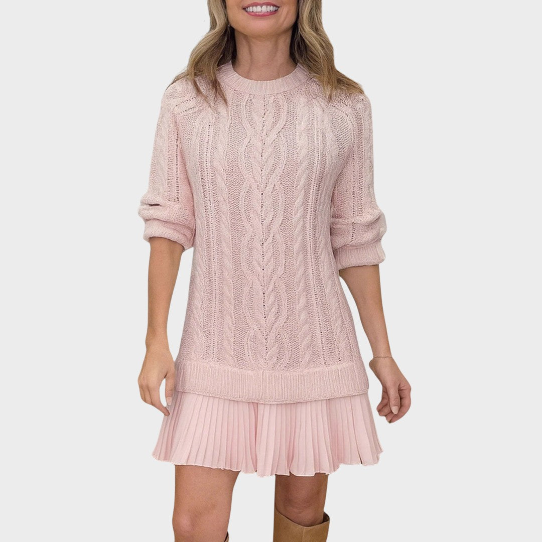 Connie | Vestido Suéter de Punto con Bajo Plisado