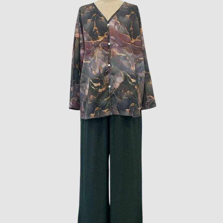 Aurora | Conjunto Elegante Impreso de Dos Piezas – Conjunto Floral de Comodidad