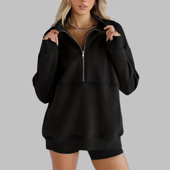 Psalm | Sudadera de Manga Larga Oversized con Media Cremallera y Cuello Cómodo