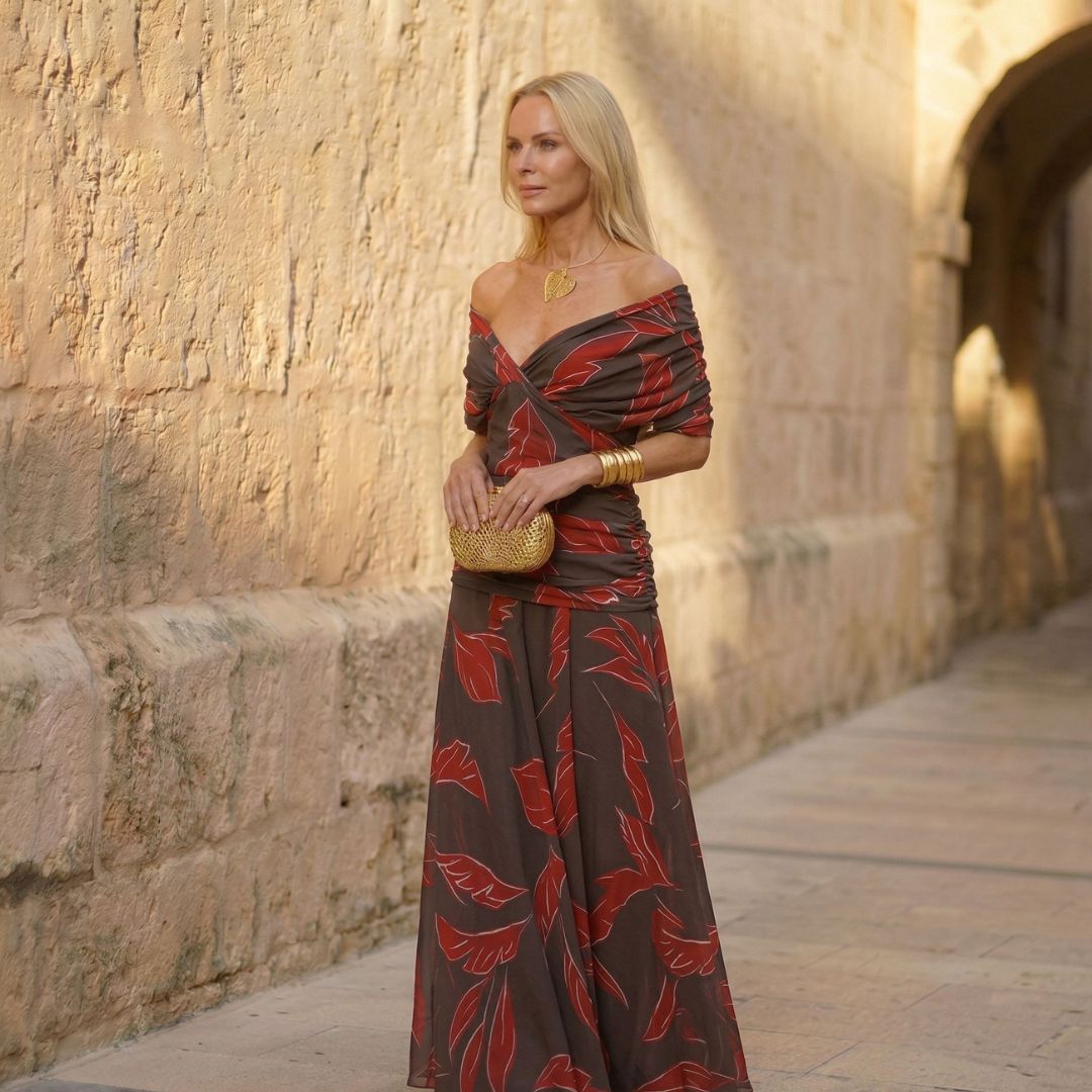 Poppy | Vestido elegante con estampado de hojas