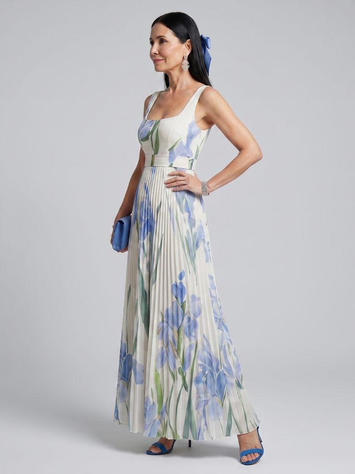 Bárbara | Vestido Midi Escote Cuadrado Floral
