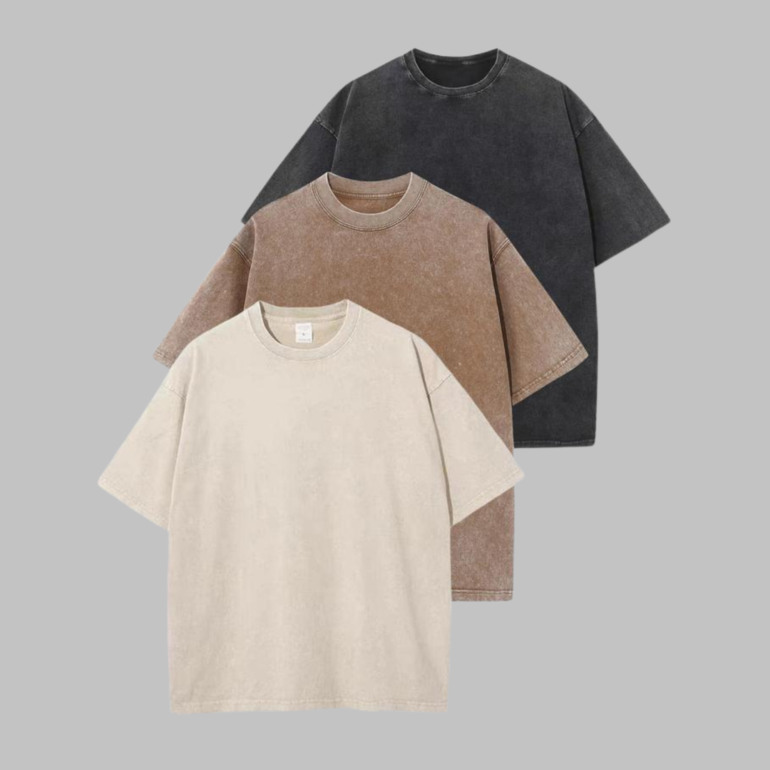 Afina | Camiseta Unisex de Cuello Redondo Oversized Lavada para Mujeres