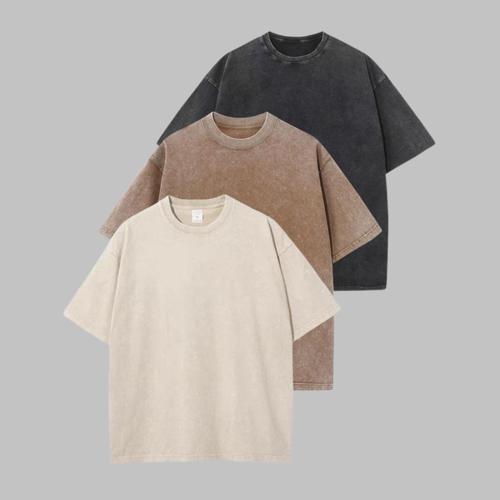 Afina | Camiseta Unisex de Cuello Redondo Oversized Lavada para Mujeres