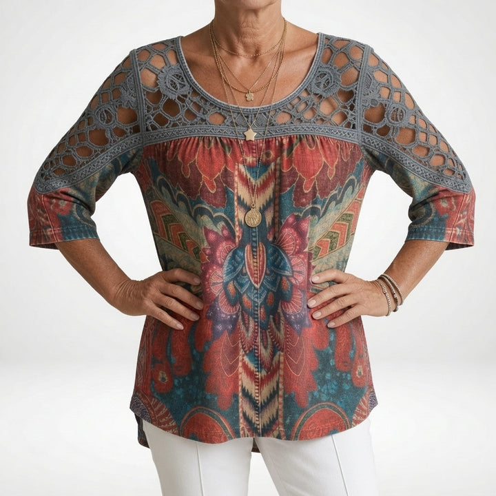 Manuela | Blusa Boho Étnica Estampada