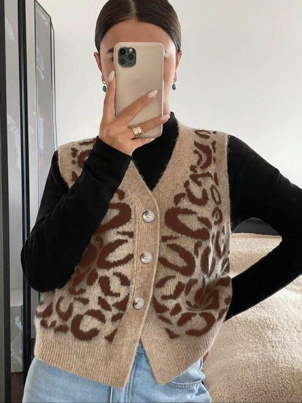 Jade | Chaleco de Suéter de Leopardo Acogedor para Todas las Temporadas