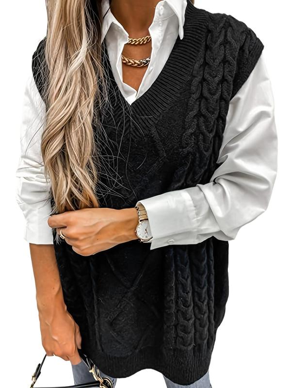 Hannah | Chaleco de punto texturizado con cuello en V para capas de otoño e invierno