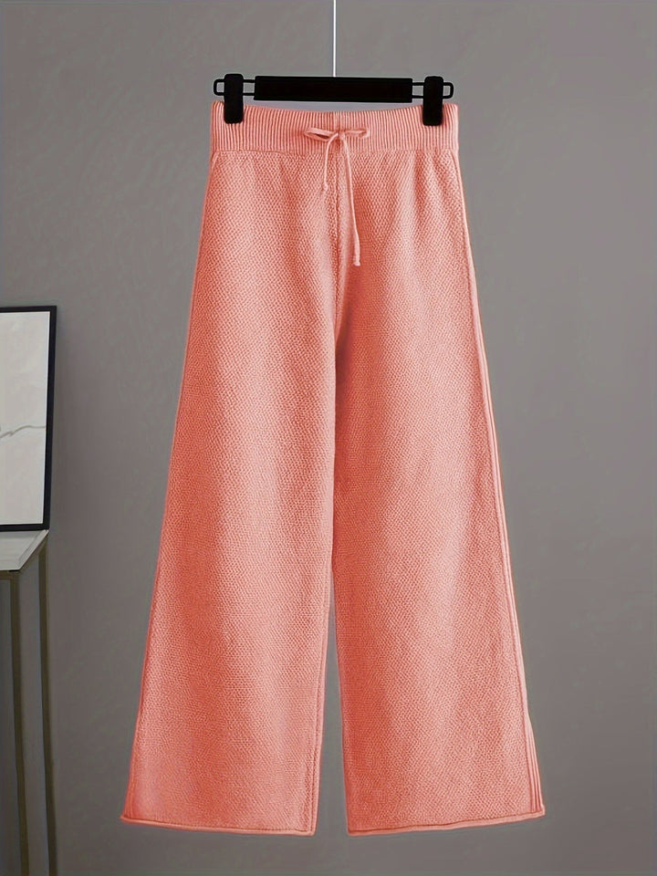 Conjunto de Ropa de Casa de Punto Acogedor Emily – Suéter Relajado y Pantalones de Pierna Ancha