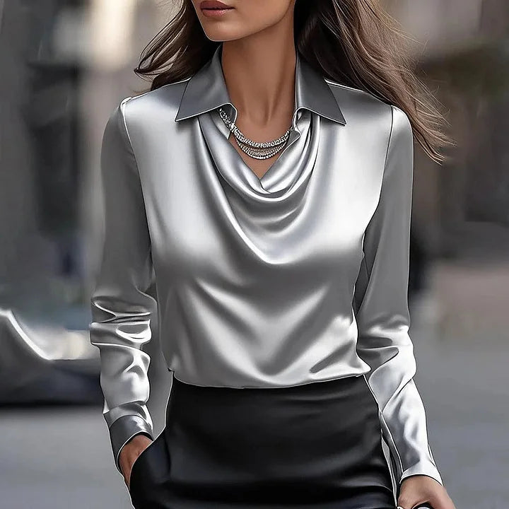 Elvira | Blusa Satinada con Escote en V