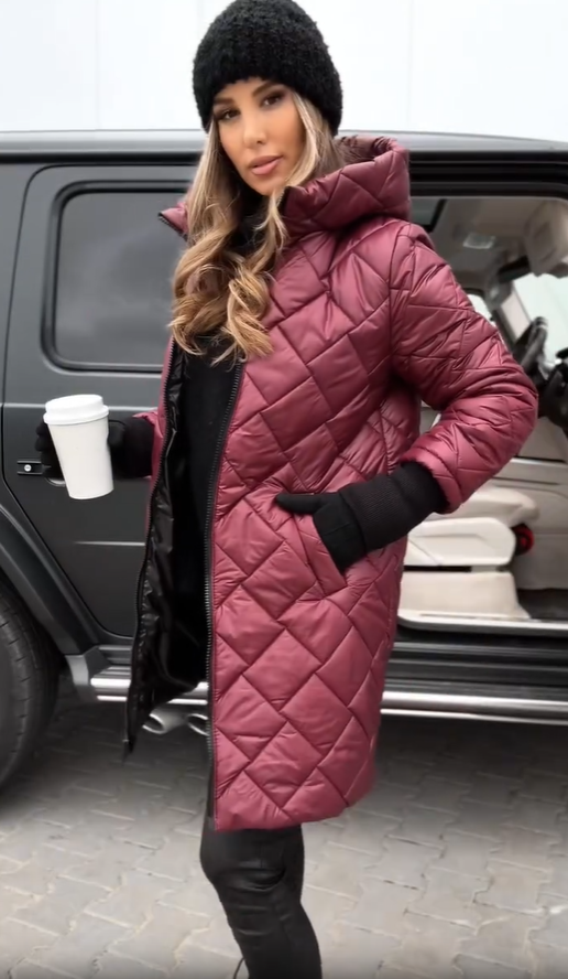 Bogna | Abrigo de invierno elegante acolchado con capucha