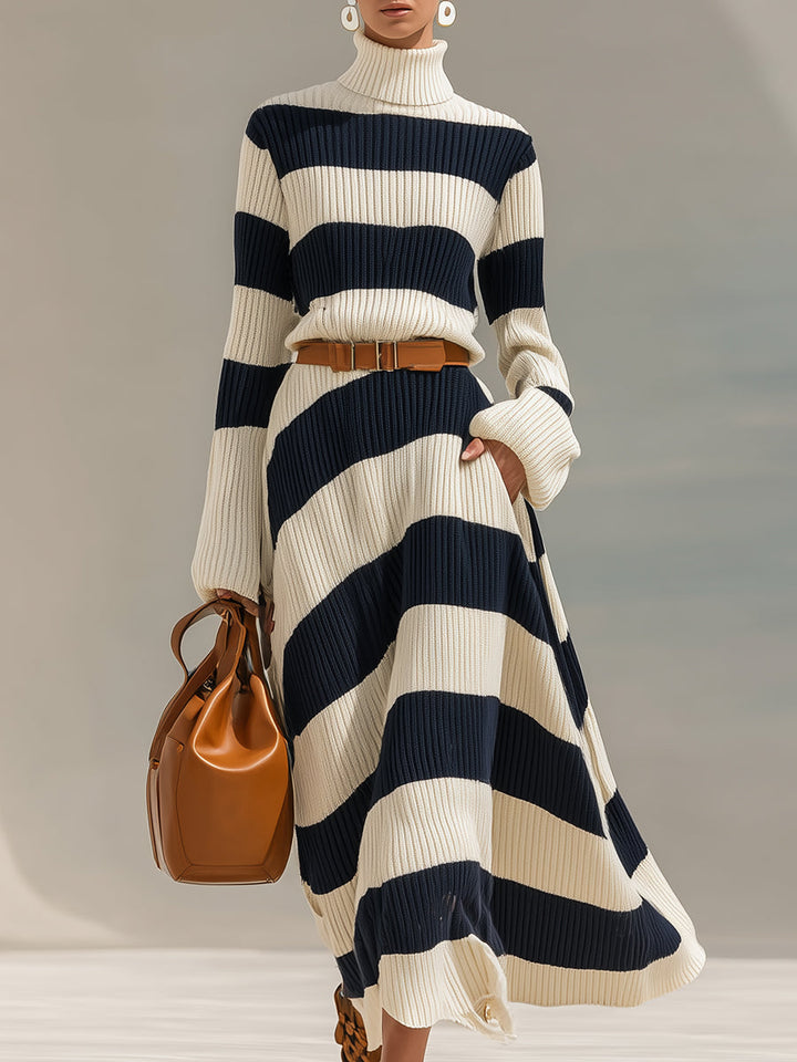 Lucrecia | Vestido Maxi de Punto con Rayas Marineras
