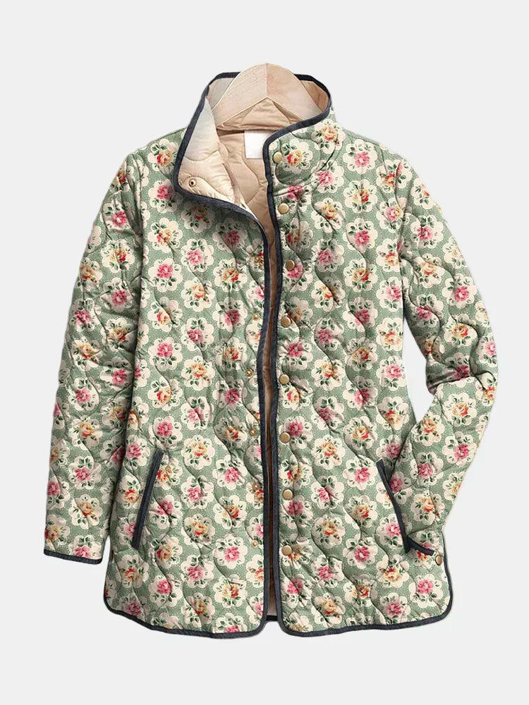 Aveline | Chaqueta Acolchada con Estampado Floral Vintage