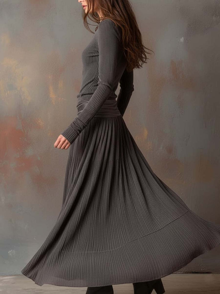 Zenaida | Vestido Maxi de Punto Acanalado Vintage