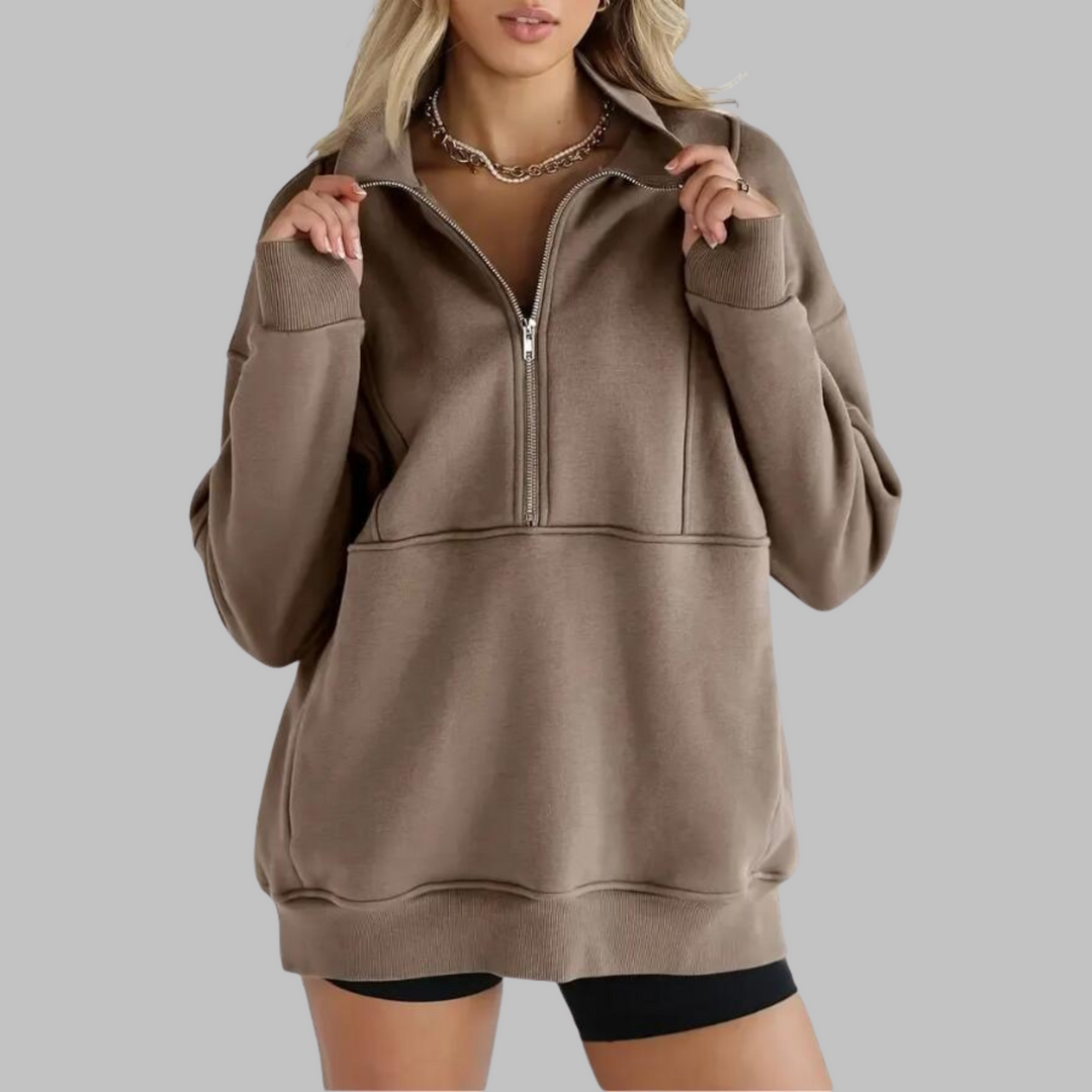 Psalm | Sudadera de Manga Larga Oversized con Media Cremallera y Cuello Cómodo