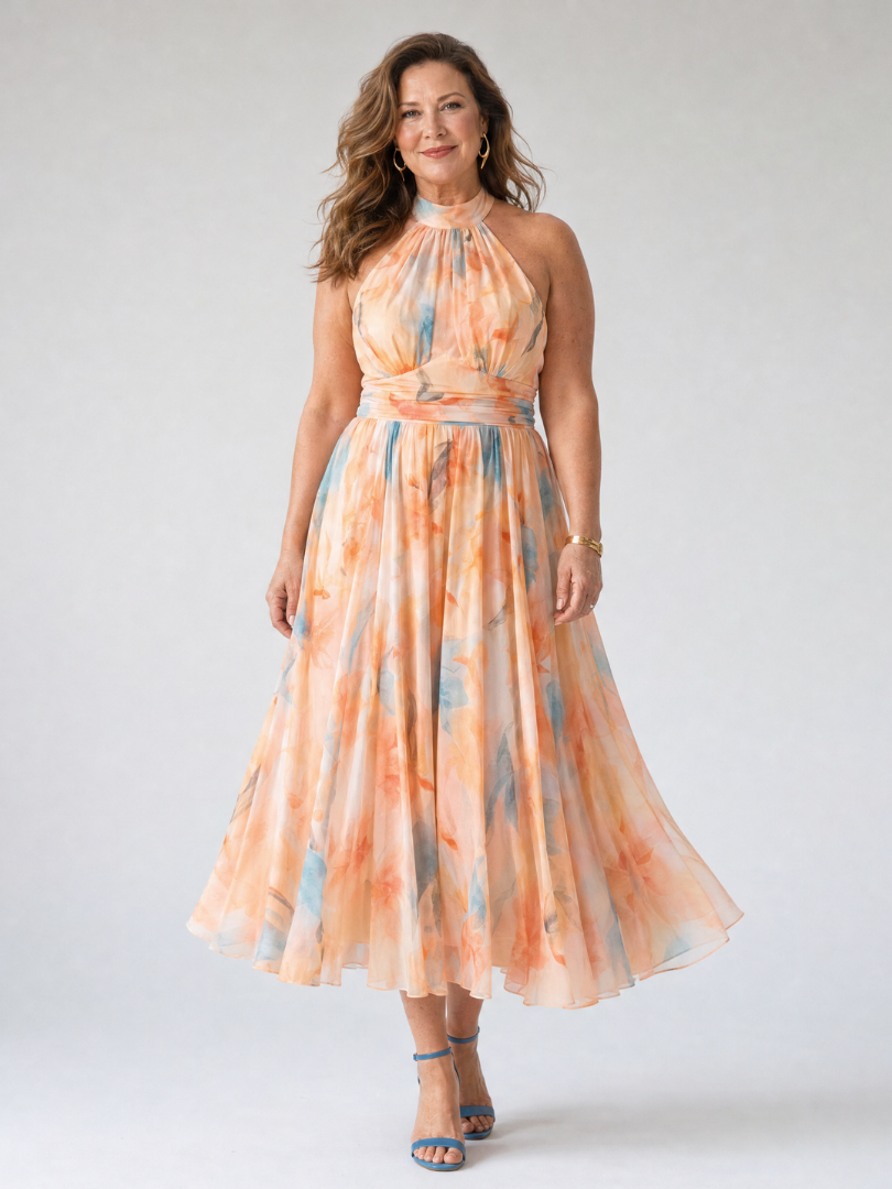 Paloma | Vestido Midi Halter Suave