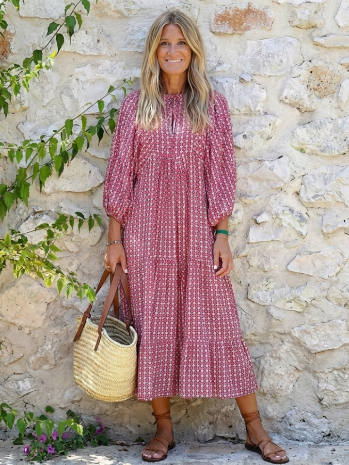 Carolina | Vestido Midi de Estampado Geométrico