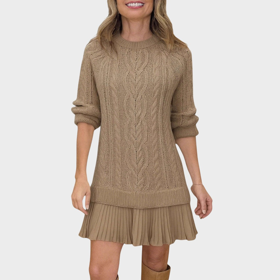Connie | Vestido Suéter de Punto con Bajo Plisado