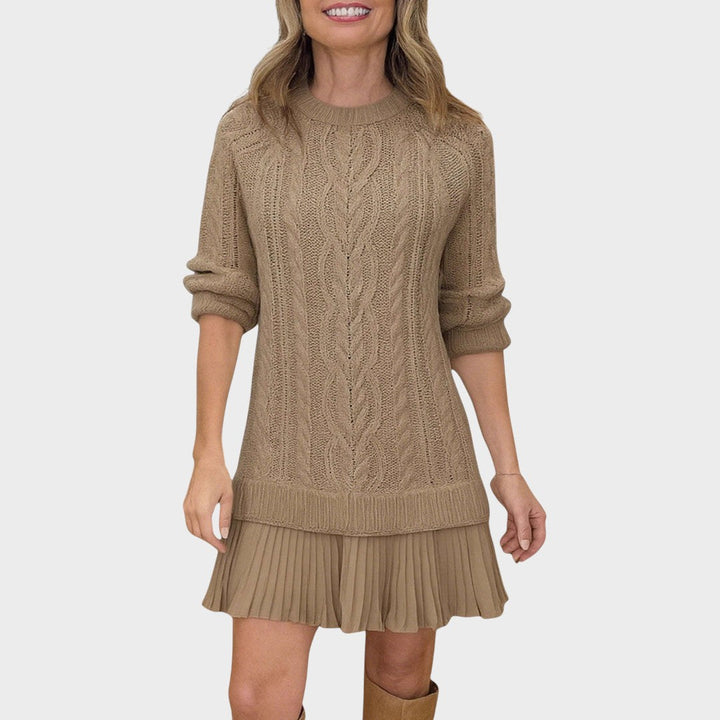 Connie | Vestido Suéter de Punto con Bajo Plisado