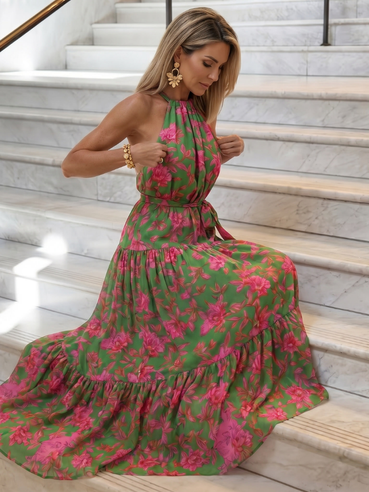 Milena | Vestido Midi Halter Drapeado