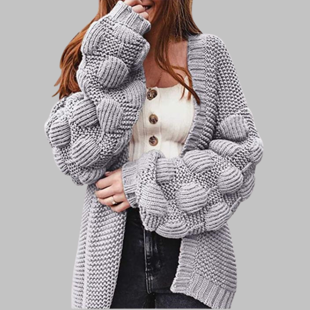 Giselle | Cárdigan Vintage Oversized de Punto Grueso Abierto