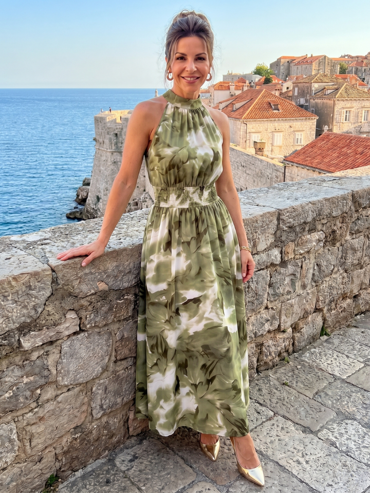 Abigail | Vestido Midi con Estampado Abstracto
