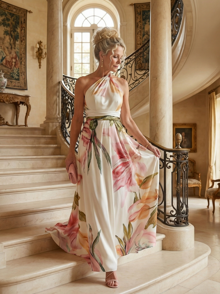 Guadalupe | Vestido Largo Floral con Escote Halter
