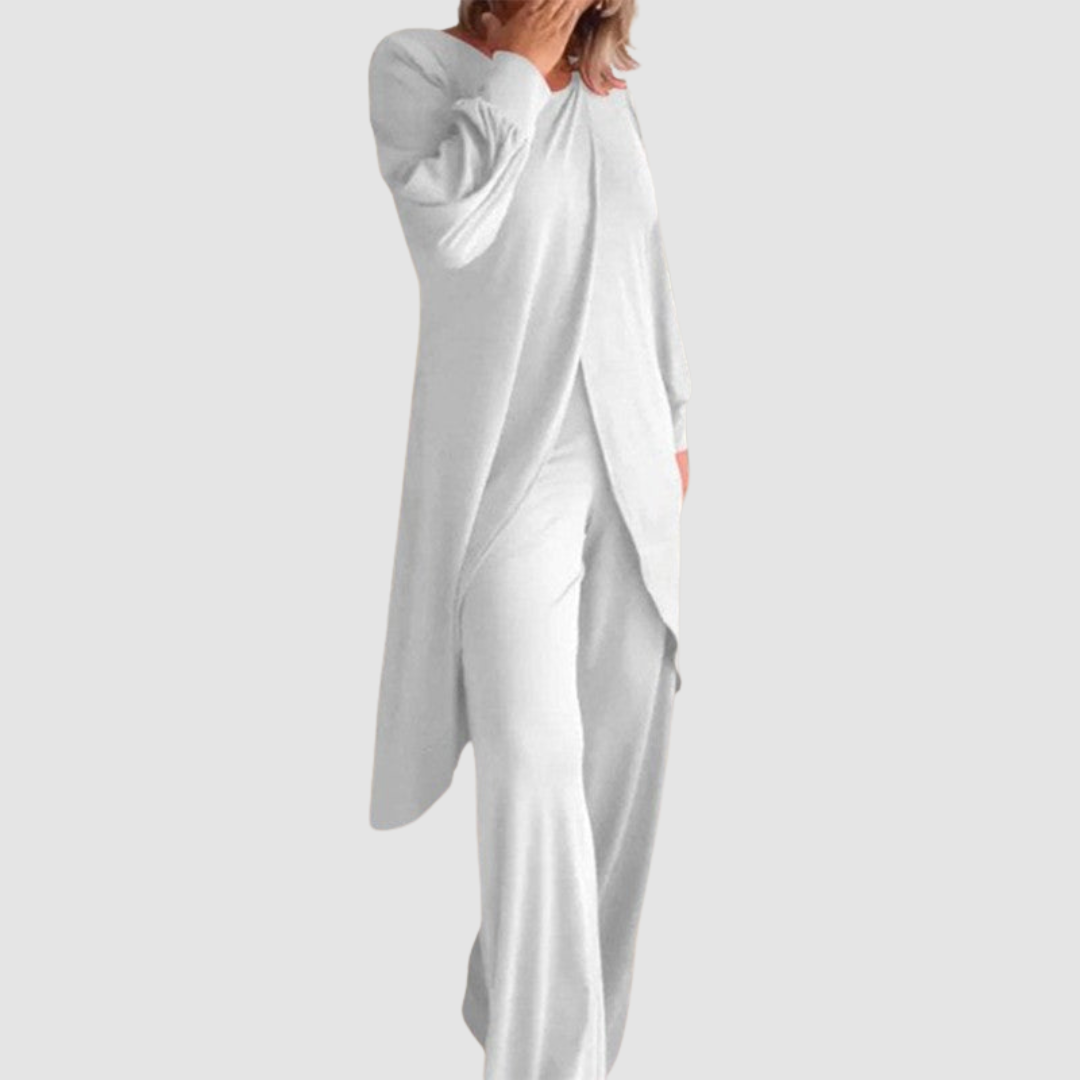Laine | Elegante Conjunto de 2 Piezas – Top Largo y Pantalones Cómodos