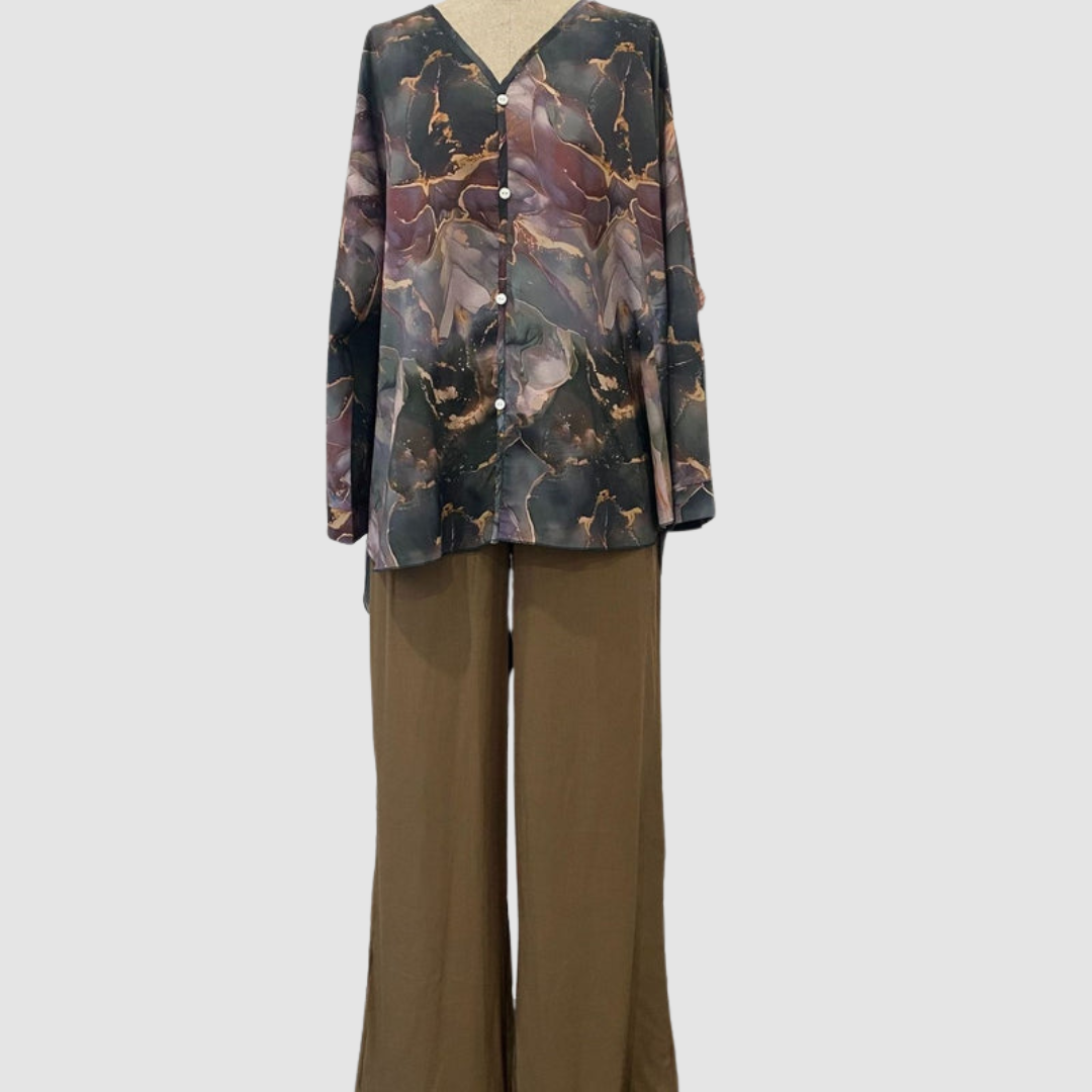 Aurora | Conjunto Elegante Impreso de Dos Piezas – Conjunto Floral de Comodidad