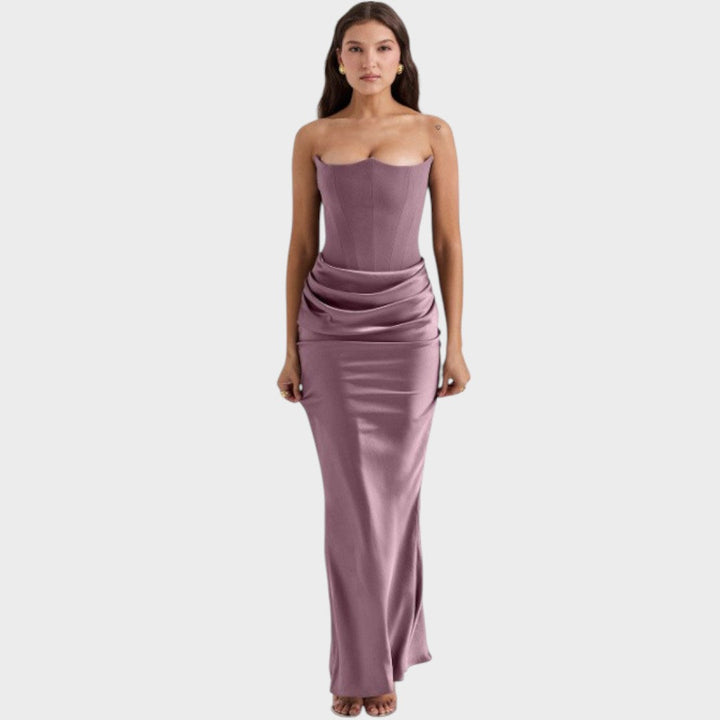 Ámbar | Vestido de Satén con Top Incorporado