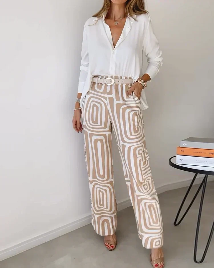 Kendra | Conjunto Elegante de Dos Piezas – Blusa Estilosa y Pantalones Chic