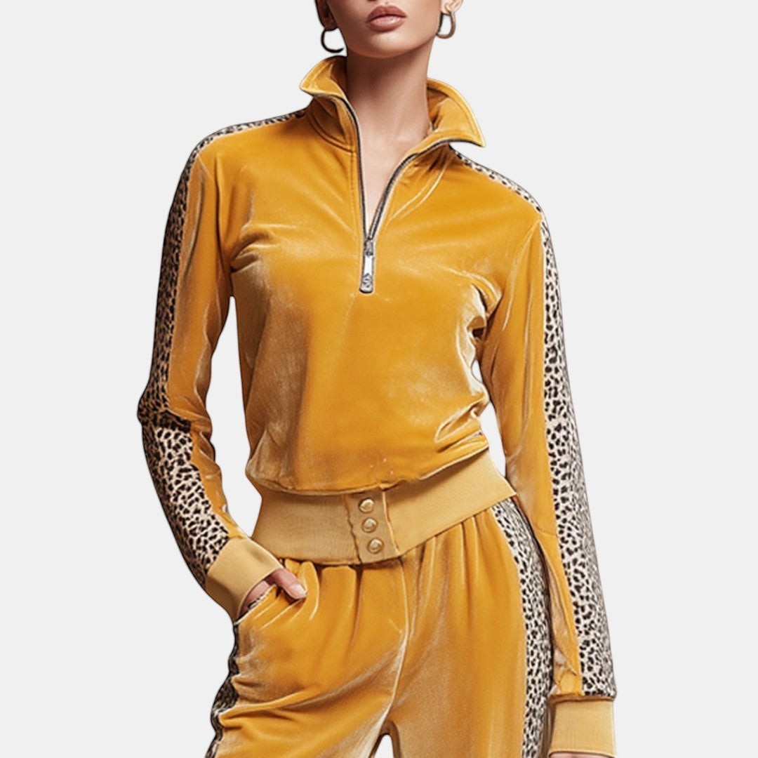 Rosa | Conjunto Lounge Leopardo de Terciopelo