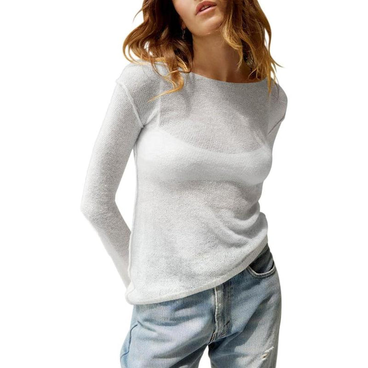 Mharla | Blusa de Manga Larga Transparente Ligera para Verano