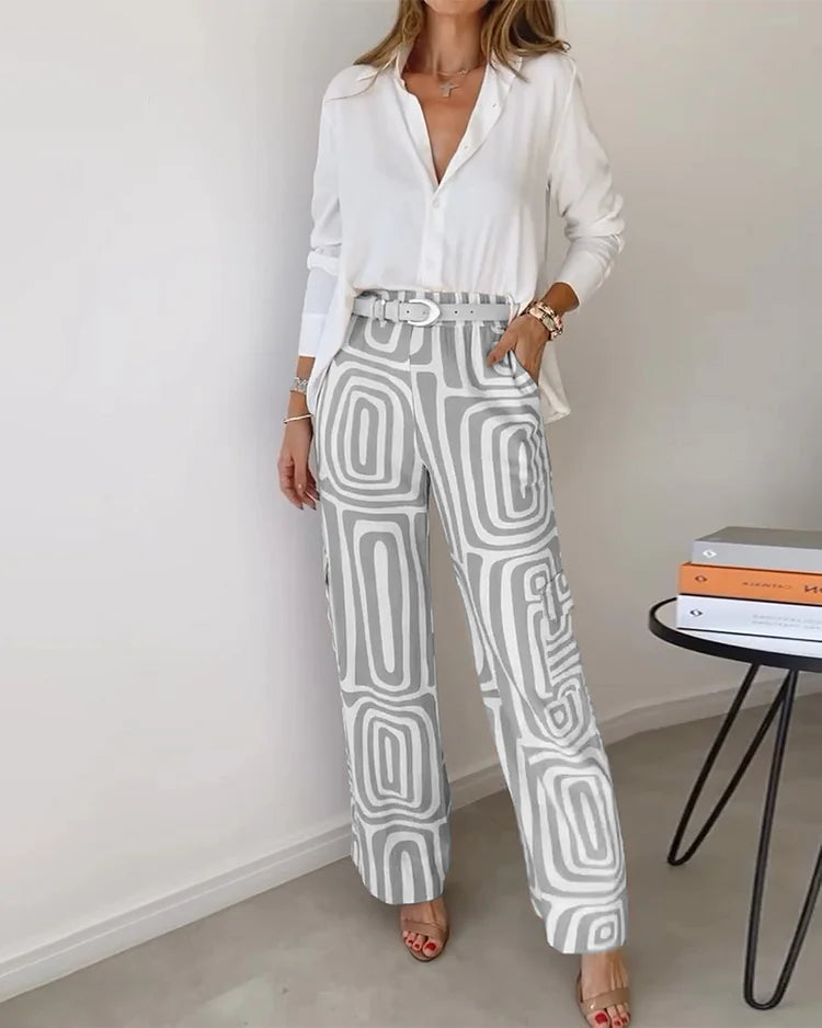 Kendra | Conjunto Elegante de Dos Piezas – Blusa Estilosa y Pantalones Chic