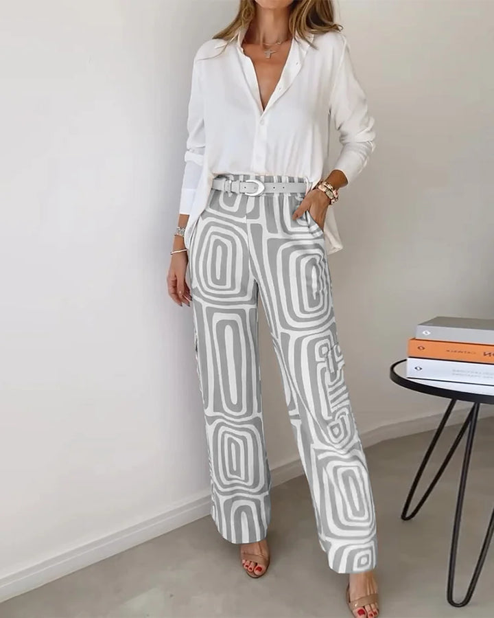 Kendra | Conjunto Elegante de Dos Piezas – Blusa Estilosa y Pantalones Chic
