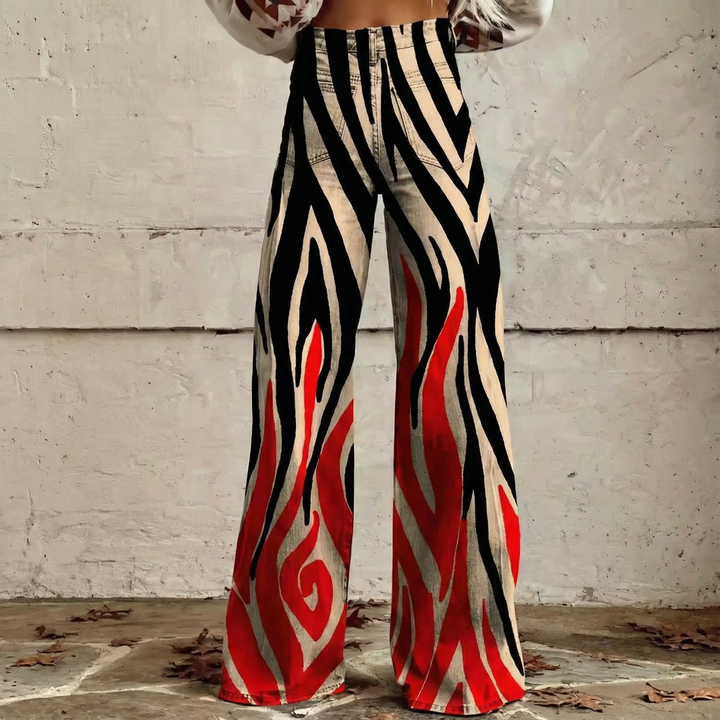 Fabiana | Pantalones de Cintura Alta con Patrón Boho
