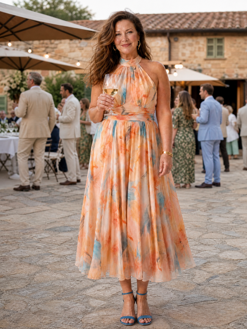Paloma | Vestido Midi Halter Suave