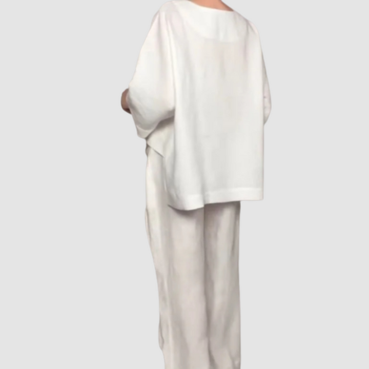 Vina | Conjunto Relajado de 2 Piezas – Top Asimétrico y Pantalones de Pierna Ancha
