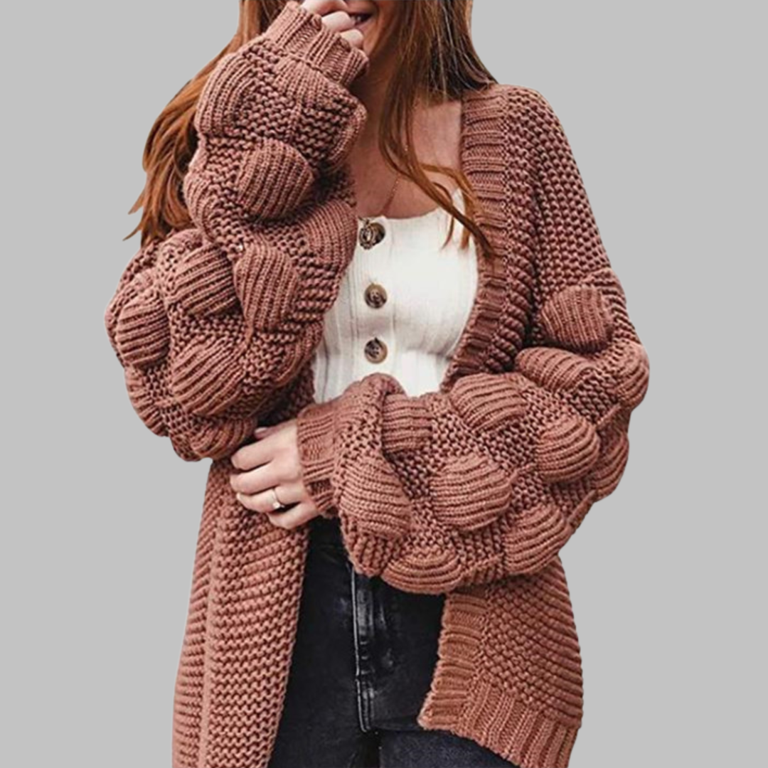 Giselle | Cárdigan Vintage Oversized de Punto Grueso Abierto