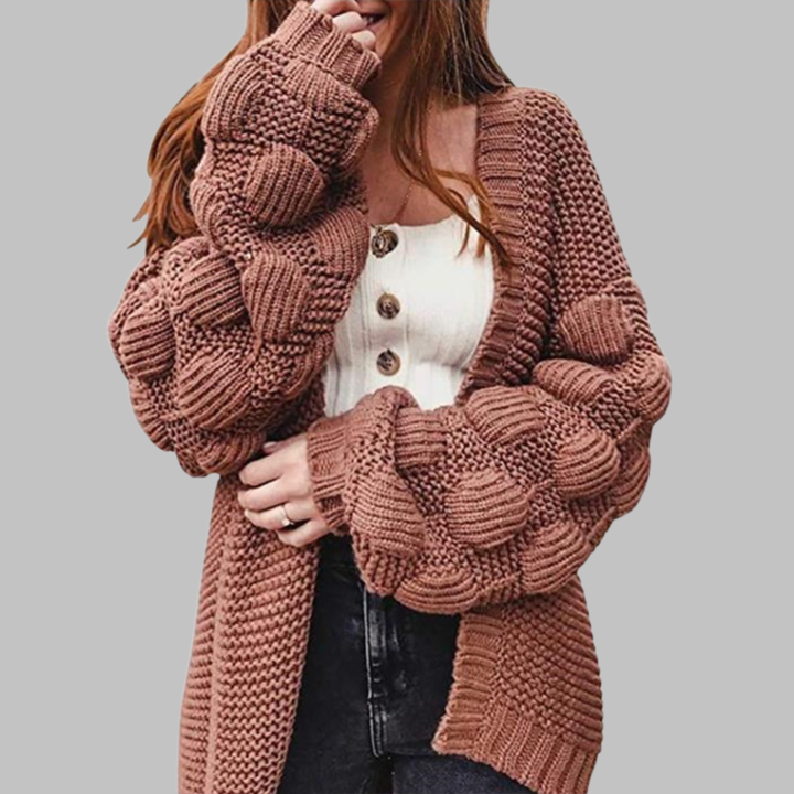 Giselle | Cárdigan Vintage Oversized de Punto Grueso Abierto