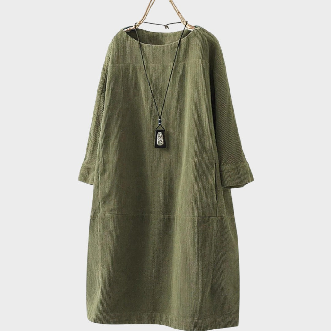 Delia | Vestido de Pana con Mangas 3/4