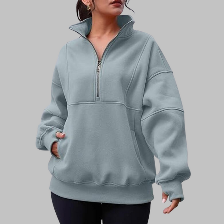Psalm | Sudadera de Manga Larga Oversized con Media Cremallera y Cuello Cómodo