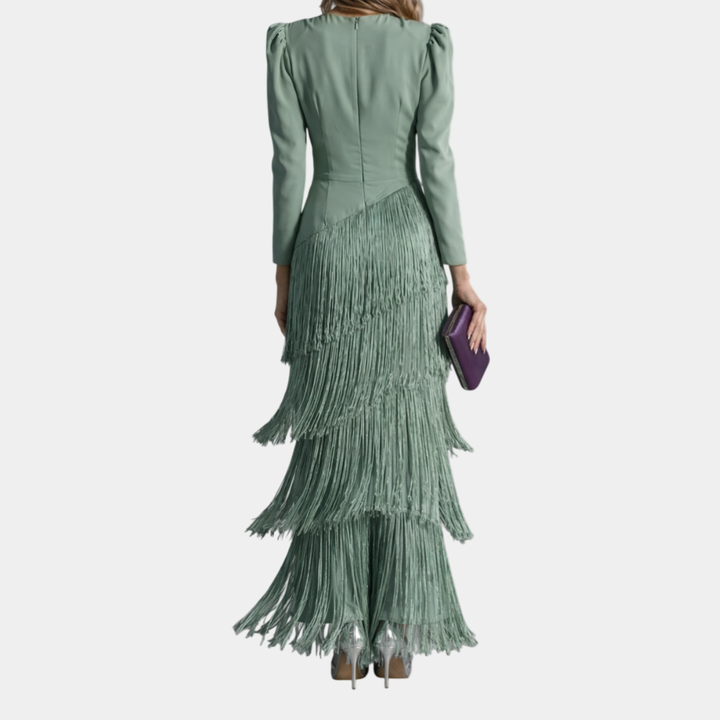 Magalí | Vestido Midi con Mangas de Flecos
