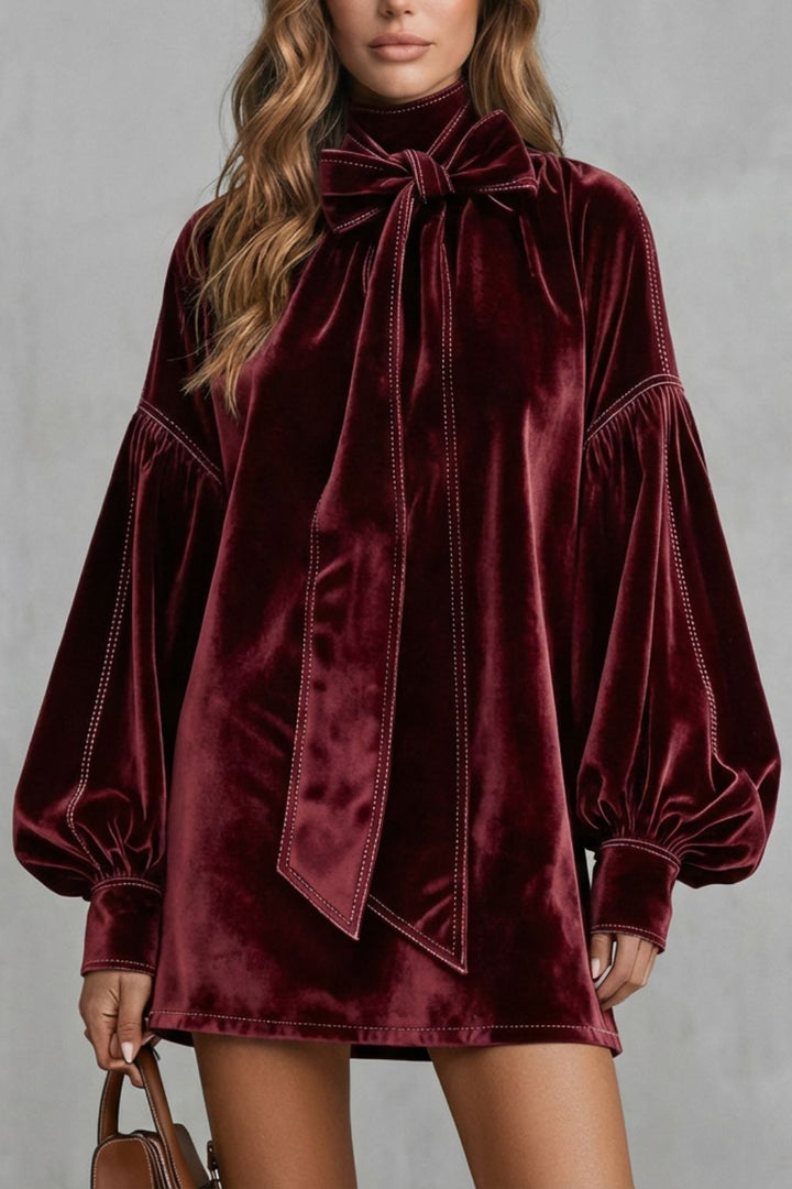 Estela | Vestido Mini de Terciopelo con Lazo
