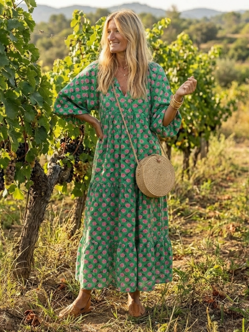 Herminia | Vestido Midi Floral con Escote en V