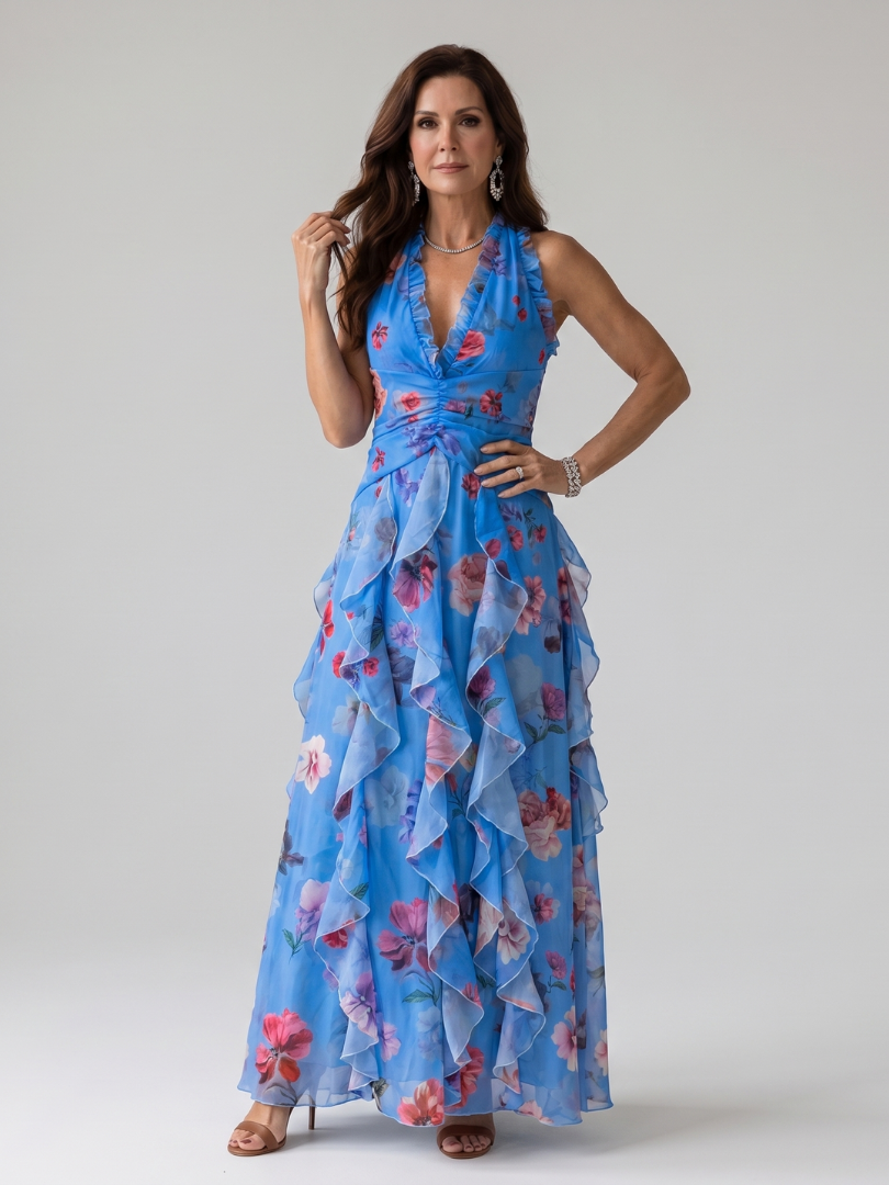 Yamila | Vestido Largo Halter Floral