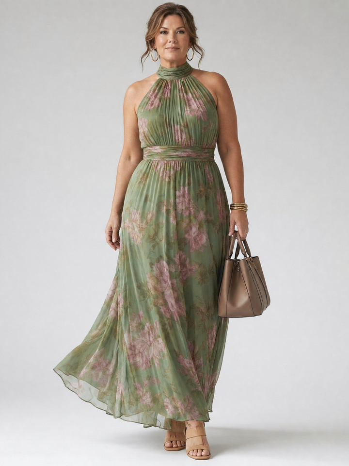 Carolina | Vestido Midi Halter Fruncido